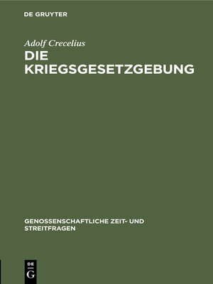 cover image of Die Kriegsgesetzgebung